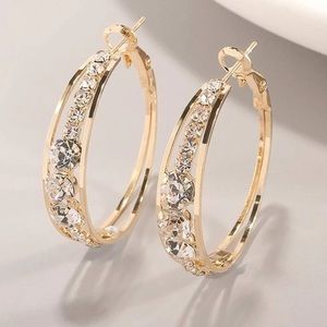1 Pair Luxury Cubic Zirconia Hoop Earrings